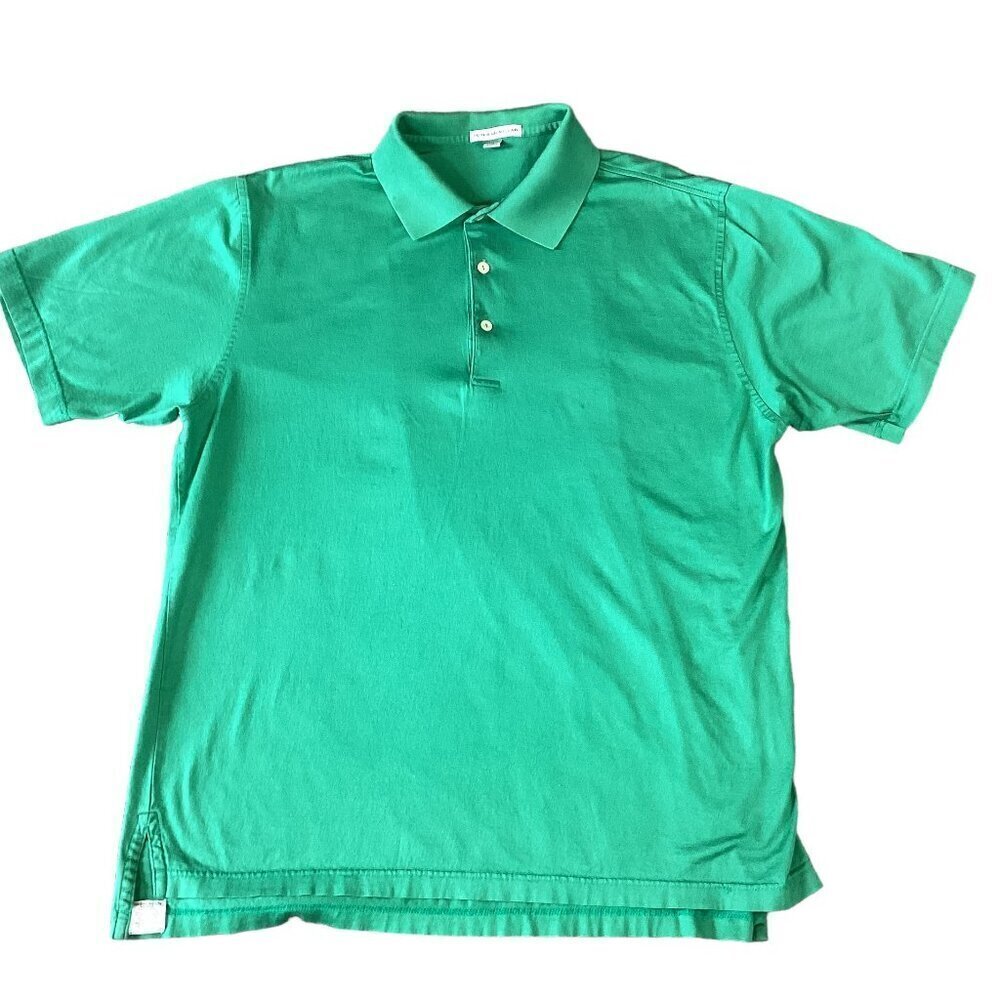 Peter Millar Men's‎ Polo Shirt Sz L Green Short Sleeve 100% Cotton 143Q